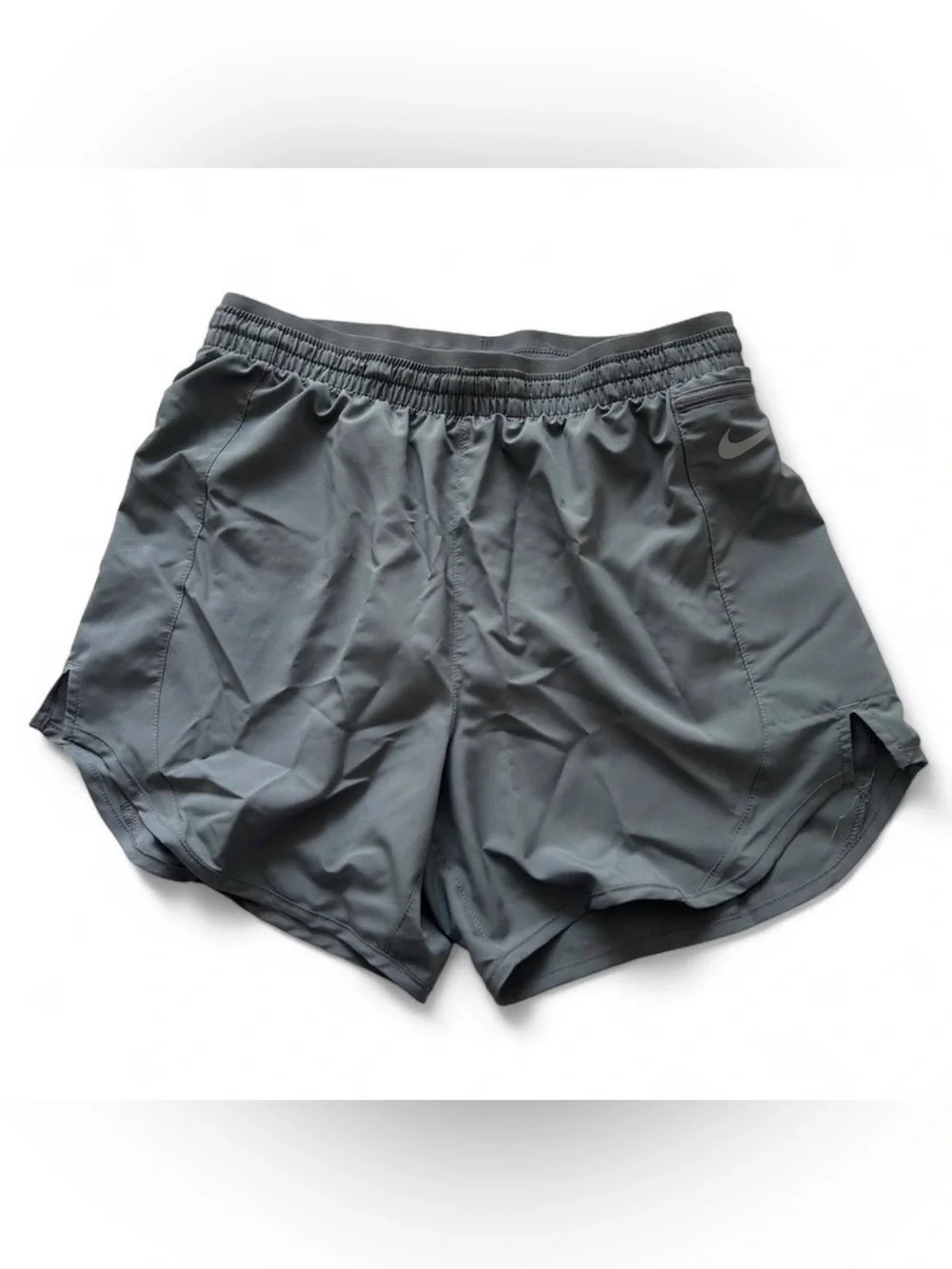 Nike Women's Grey Runners Dry-Fit Shorts with Zip Pocket